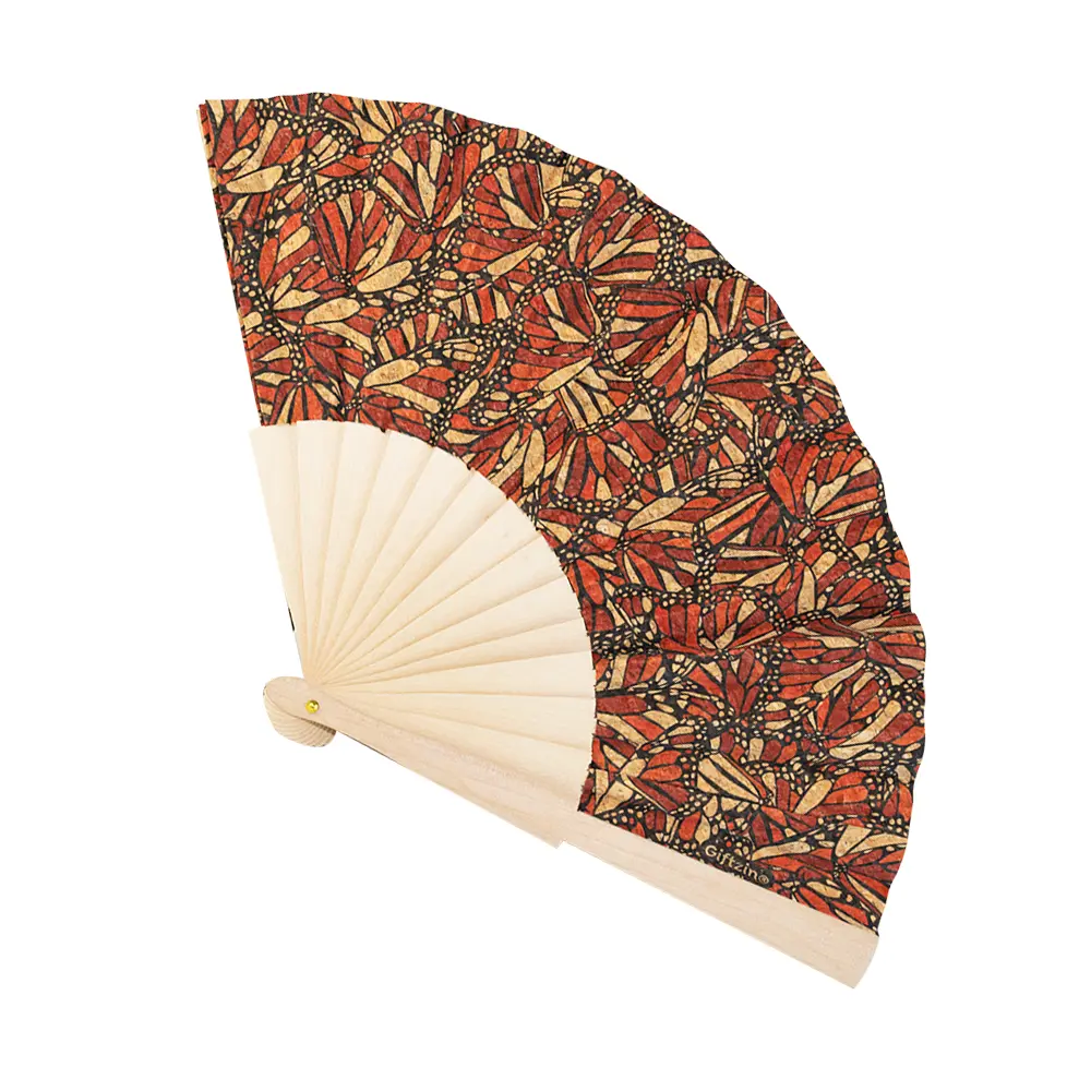 12 PZ ABANICO DE CORCHO MARIPOSAS MONARCA